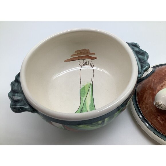 Hand Crafted Ceramic LEEKS Bowl with Lid Quality Serveware Hand Thrown Pottery - Picture 7 of 12
